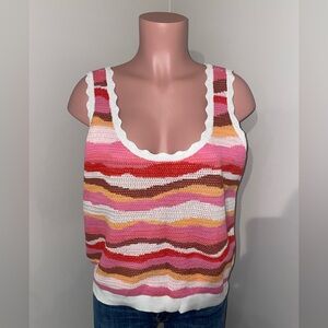 LOFT Wavy Stripe Scoop Neck Knit tank Top